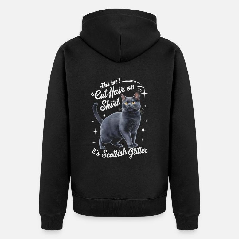 Katze Scottish Fold Geschenk - Unisex Premium Bio Zip Hoodie - Schwarz