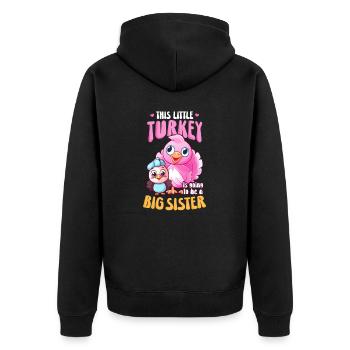 Annonce de grossesse Little Turkey Be Sister - Veste à capuche bio Premium Unisexe - noir - Dos - Nico (187cm)