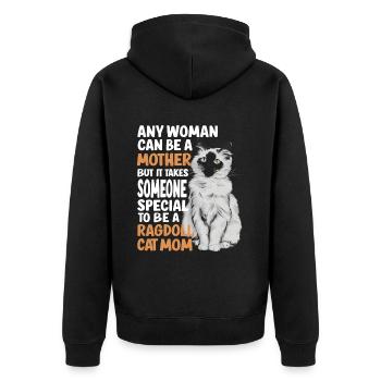 Katze Ragdoll Geschenk - Unisex Premium Bio Zip Hoodie - Schwarz - Hinten - Nico (187cm)