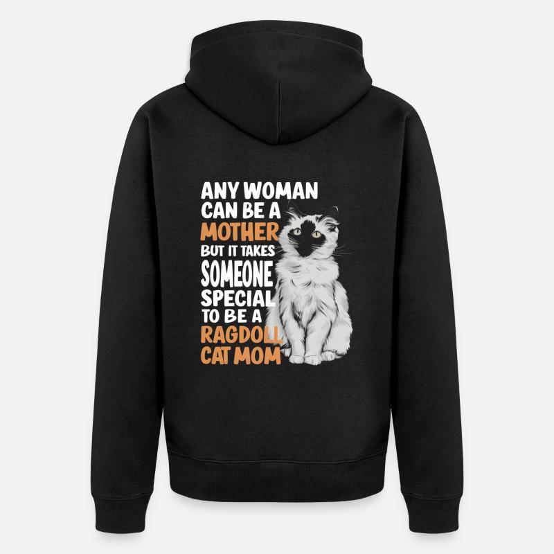 Katze Ragdoll Geschenk - Unisex Premium Bio Zip Hoodie - Schwarz
