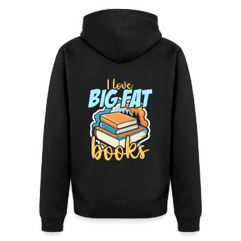 Literature Teacher I Love Big Fat Books Librarian - Unisex Premium Bio Zip Hoodie - Schwarz - Hinten - Nico (187cm)