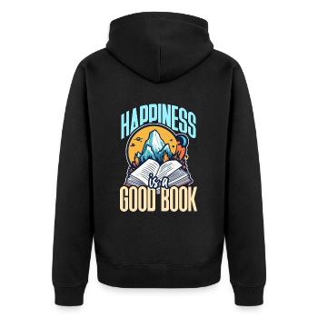 Literature Teacher Happiness Is A Good Book Reader - Unisex Premium Bio Zip Hoodie - Schwarz - Hinten - Nico (187cm)