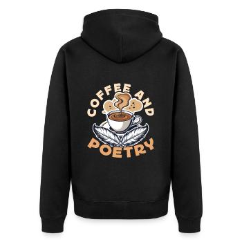 Poetry Lover Coffee And Poetry Literature Teacher - Unisex Premium Bio Zip Hoodie - Schwarz - Hinten - Nico (187cm)
