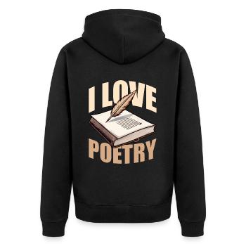 Poetry Lover I Love Poetry Writing Reader Bookish - Unisex Premium Bio Zip Hoodie - Schwarz - Hinten - Nico (187cm)