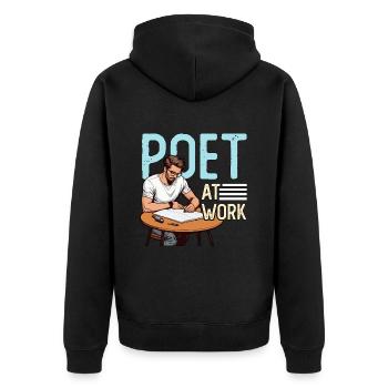 Poetry Lover Poet At Work Bookworm Poetry Writing - Unisex Premium Bio Zip Hoodie - Schwarz - Hinten - Nico (187cm)