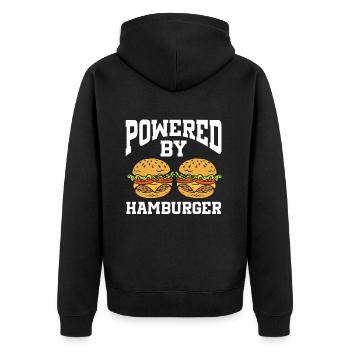 Powered By Hamburger - Unisex Premium Organic Zip Hoodie - black - Back - Nico (187cm)