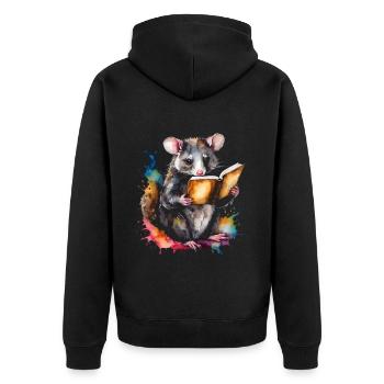 Possum Lecture Imprimé Coloré Animal Design - Veste à capuche bio Premium Unisexe - noir - Dos - Nico (187cm)