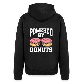 Powered By Donuts - Unisex Premium Organic Zip Hoodie - black - Back - Nico (187cm)