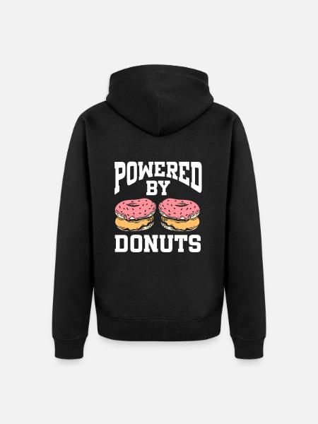 Powered By Donuts - Unisex Premium Organic Zip Hoodie - black