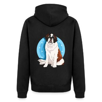 Bernhardiner Hund St. Bernhardshund Geschenk - Unisex Premium Bio Zip Hoodie - Schwarz - Hinten - Nico (187cm)