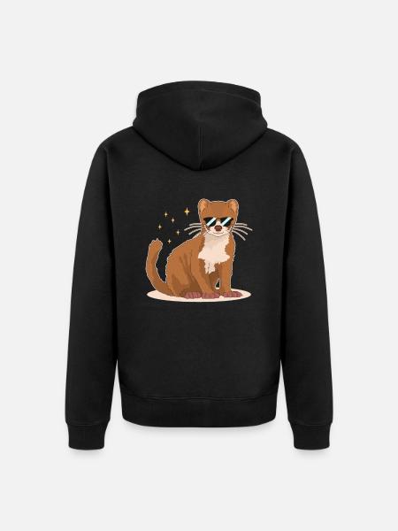 Wiesel Mauswiesel Zwergwiesel Geschenk - Unisex Premium Bio Zip Hoodie - Schwarz