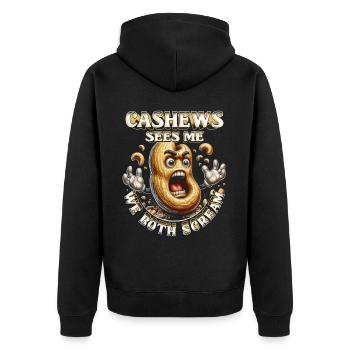 Cashew Allergy Cashews Sees Me We Both Scream - Unisex Premium Organic Zip Hoodie - black - Back - Nico (187cm)