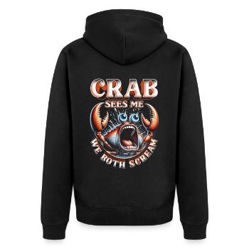 Krebsallergie Crab Sees Me We Both Scream - Unisex Premium Organic Zip Hoodie - black - Back - Nico (187cm)