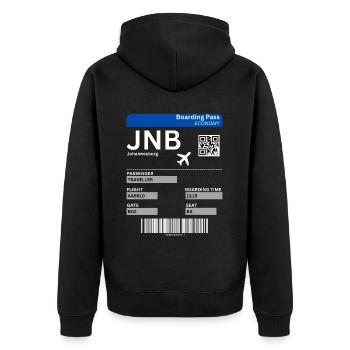 Johannesburg Boarding Pass Südafrika Urlaub Idee - Unisex Premium Bio Zip Hoodie - Schwarz - Hinten - Nico (187cm)