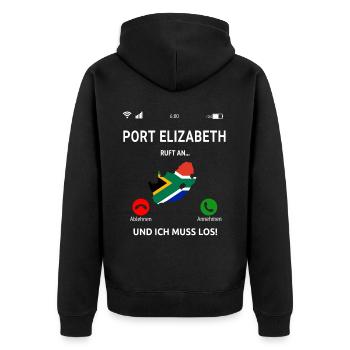 Port Elizabeth Urlaub Südafrika Idee - Unisex Premium Bio Zip Hoodie - Schwarz - Hinten - Nico (187cm)
