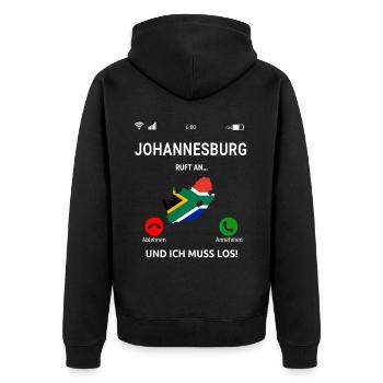 Johannesburg Ruft An Südafrika Urlaub Idee - Unisex Premium Bio Zip Hoodie - Schwarz - Hinten - Nico (187cm)