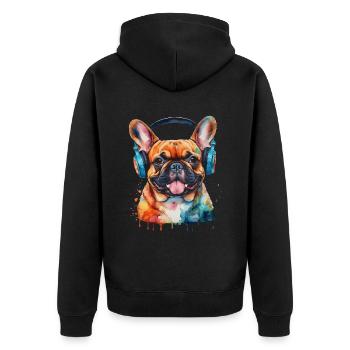 Casque Bouledogue Français Frenchie Dog - Veste à capuche bio Premium Unisexe - noir - Dos - Nico (187cm)