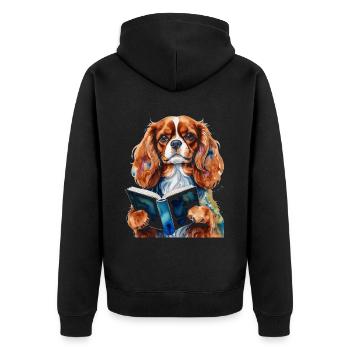 Cavalier King Charles Spaniel Lecture Livre Chien - Veste à capuche bio Premium Unisexe - noir - Dos - Nico (187cm)