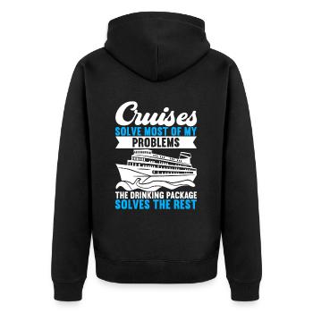 Kreuzfahrt Urlaub Kreuzfahrtschiff - Unisex Premium Bio Zip Hoodie - Schwarz - Hinten - Nico (187cm)