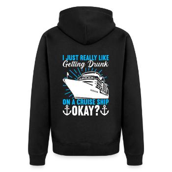 Kreuzfahrt Urlaub Kreuzfahrtschiff - Unisex Premium Bio Zip Hoodie - Schwarz - Hinten - Nico (187cm)