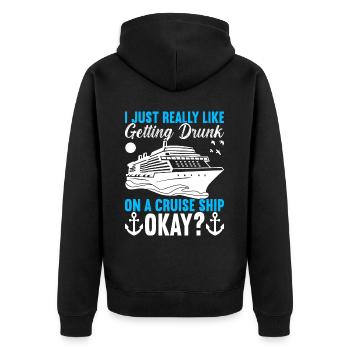 Kreuzfahrt Urlaub Kreuzfahrtschiff - Unisex Premium Bio Zip Hoodie - Schwarz - Hinten - Nico (187cm)