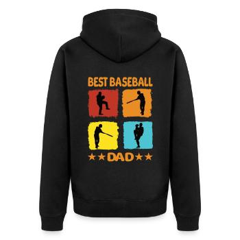 Best Baseball Dad - Unisex Premium Bio Zip Hoodie - Schwarz - Hinten - Nico (187cm)
