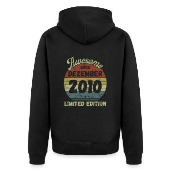 Awesome since December 2010 - Geburtstag - Unisex Premium Bio Zip Hoodie - Schwarz - Hinten - Nico (187cm)