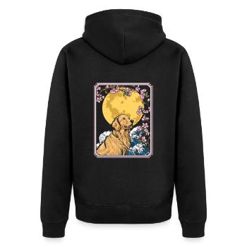 Golden Retriever Japon Cherry Blossom Lune - Veste à capuche bio Premium Unisexe - noir - Dos - Nico (187cm)