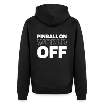 Pinball Pinball On World Off - Unisex Premium Bio Zip Hoodie - Schwarz - Hinten - Nico (187cm)