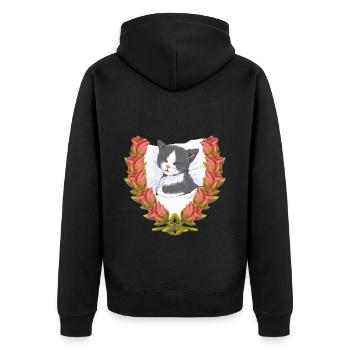 Katze Katzen Kätzchen schlafen Kind - Unisex Premium Bio Zip Hoodie - Schwarz - Hinten - Nico (187cm)