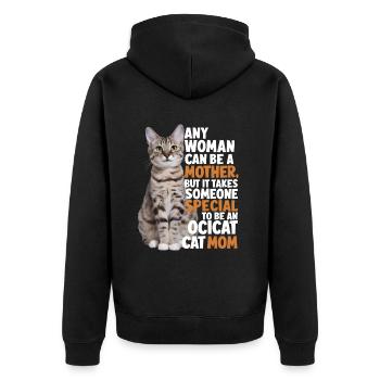 Katze Ocicat Geschenk - Unisex Premium Bio Zip Hoodie - Schwarz - Hinten - Nico (187cm)