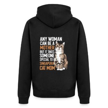 Katze Singapura Geschenk - Unisex Premium Bio Zip Hoodie - Schwarz - Hinten - Nico (187cm)