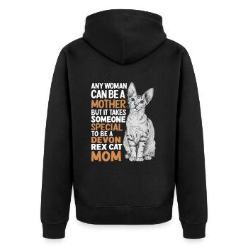 Katze Devon Rex Geschenk - Unisex Premium Bio Zip Hoodie - Schwarz - Hinten - Nico (187cm)