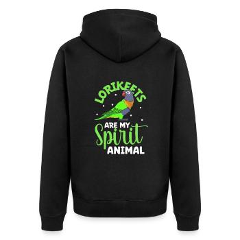 Lieblingstier - Lori - Unisex Premium Bio Zip Hoodie - Schwarz - Hinten - Nico (187cm)