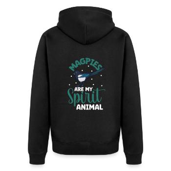 Lieblingstier - Elster - Unisex Premium Bio Zip Hoodie - Schwarz - Hinten - Nico (187cm)