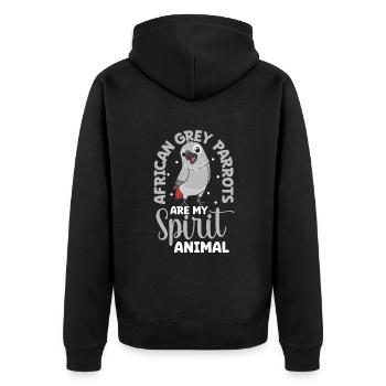 Favourite animal - African grey parrot - Unisex Premium Organic Zip Hoodie - black - Back - Nico (187cm)