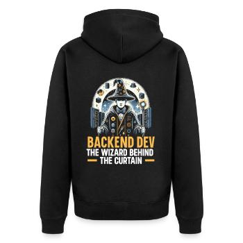 Backend-Entwickler Programmierung Softwareprogrammierer - Unisex Premium Bio Zip Hoodie - Schwarz - Hinten - Nico (187cm)