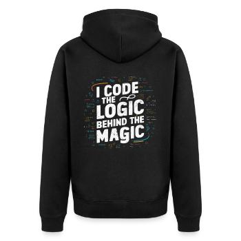 Backend-Entwickler Programmierung Softwareprogrammierer - Unisex Premium Bio Zip Hoodie - Schwarz - Hinten - Nico (187cm)