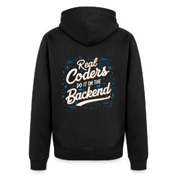Backend-Entwickler Programmierung Softwareprogrammierer - Unisex Premium Bio Zip Hoodie - Schwarz - Hinten - Nico (187cm)