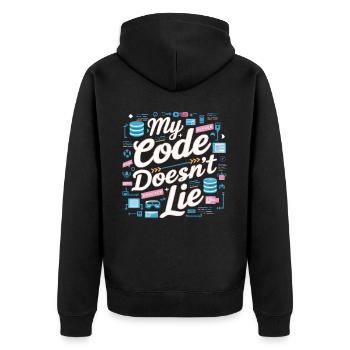 Backend-Entwickler Programmierung Softwareprogrammierer - Unisex Premium Bio Zip Hoodie - Schwarz - Hinten - Nico (187cm)