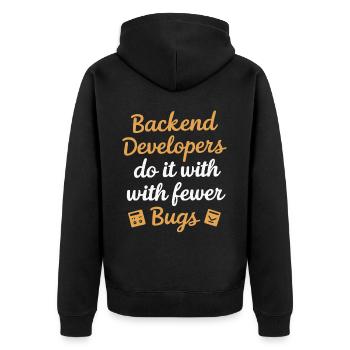 Backend-Entwickler Programmierung Softwareprogrammierer - Unisex Premium Bio Zip Hoodie - Schwarz - Hinten - Nico (187cm)
