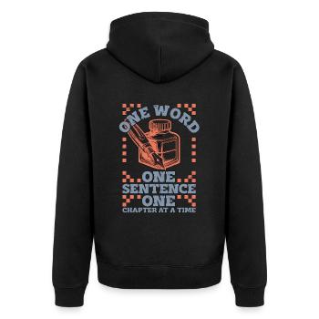 Book Editor One Word One Sentence One Publisher - Unisex Premium Organic Zip Hoodie - black - Back - Nico (187cm)