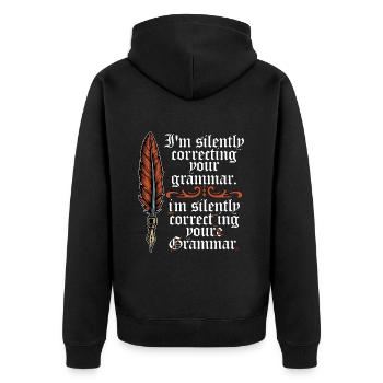 Book Editor I'm Silently Correcting Book Author - Unisex Premium Bio Zip Hoodie - Schwarz - Hinten - Nico (187cm)