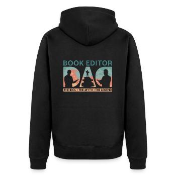 Book Editor Dad The Idol The Myth The Publisher - Unisex Premium Bio Zip Hoodie - Schwarz - Hinten - Nico (187cm)