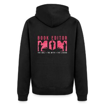 Book Editor Mom The Idol The Myth English Teacher - Unisex Premium Bio Zip Hoodie - Schwarz - Hinten - Nico (187cm)