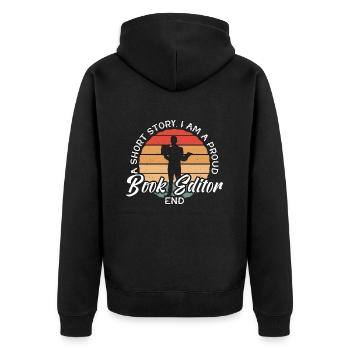 Book Editor A Short Story I Am Bookworm Publisher - Unisex Premium Bio Zip Hoodie - Schwarz - Hinten - Nico (187cm)