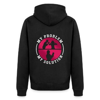 Book Editor My Problem My Pictogram Mom Dad Editor - Unisex Premium Bio Zip Hoodie - Schwarz - Hinten - Nico (187cm)