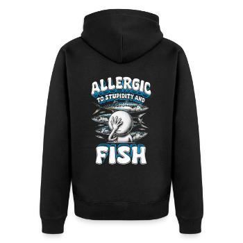Allergie au poisson Allergique à la stupidité et au poisson - Veste à capuche bio Premium Unisexe - noir - Dos - Nico (187cm)
