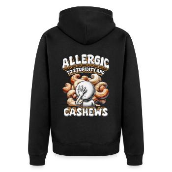 Allergie aux noix de cajou allergiques à la stupidité et aux noix de cajou - Veste à capuche bio Premium Unisexe - noir - Dos - Nico (187cm)