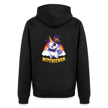 Halloween Unicorn Witchicorn - Unisex Premium Organic Zip Hoodie - black - Back - Nico (187cm)